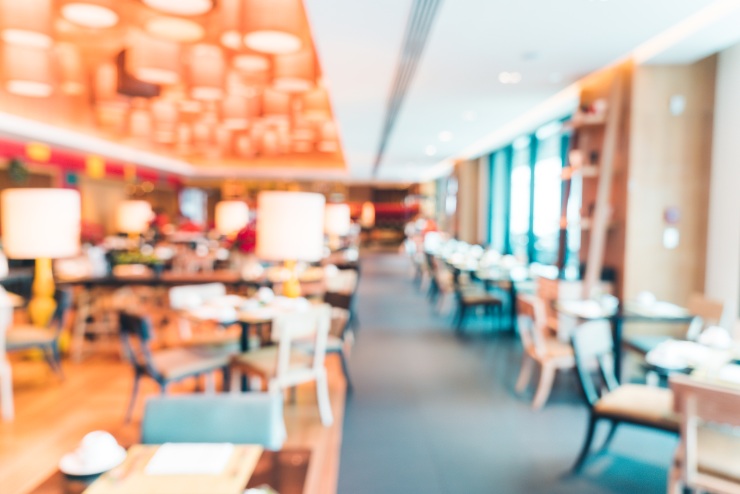 Vista dell'interno di un ristorante