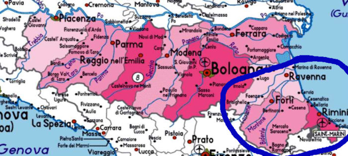 Cartina della Romagna