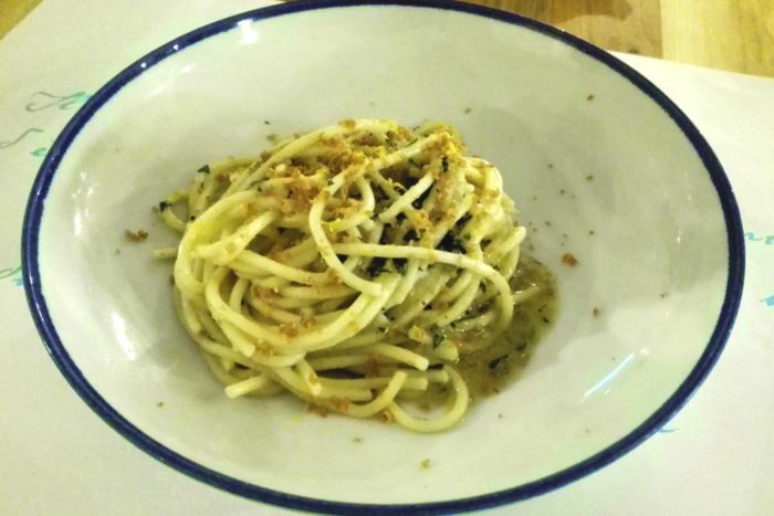 Spaghetto con bottarga di tonno alalunga con scorza di limone biologico - Ristorante Il Portolano - Ravenna