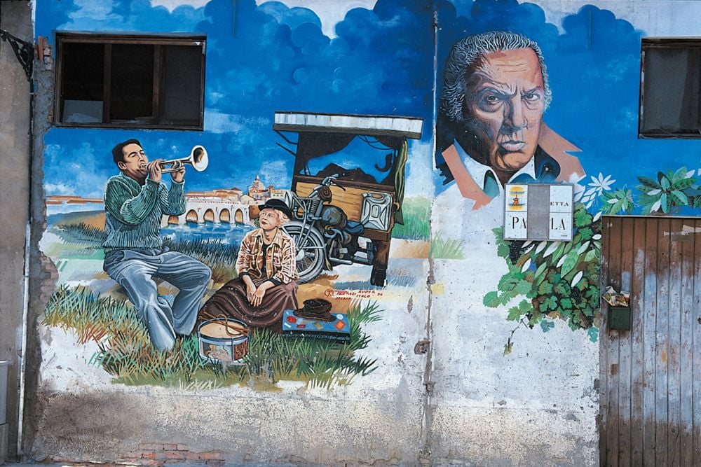 Murales dedicato a Fellini a Borgo San Giuliano